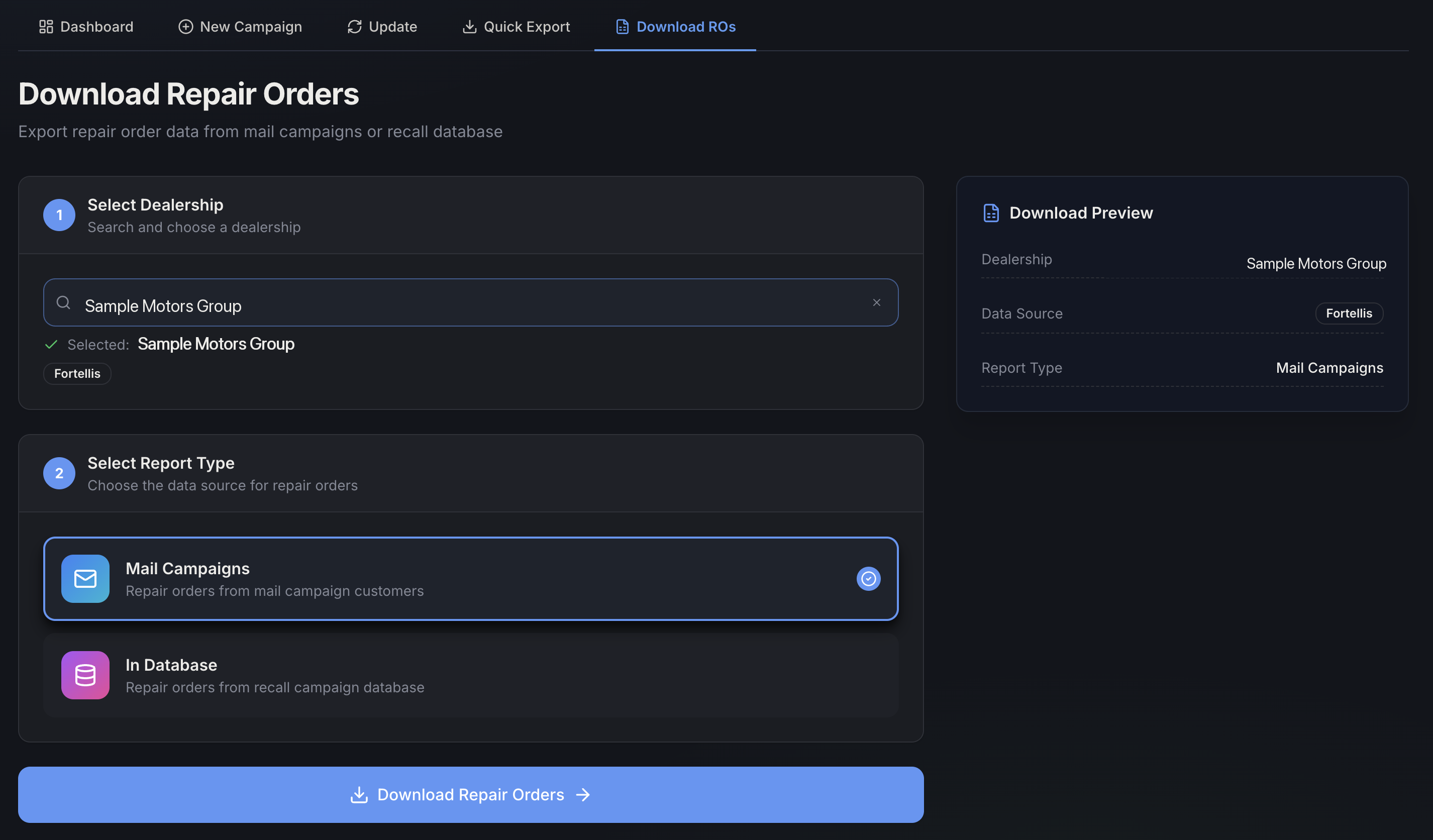 Download Repair Orders form